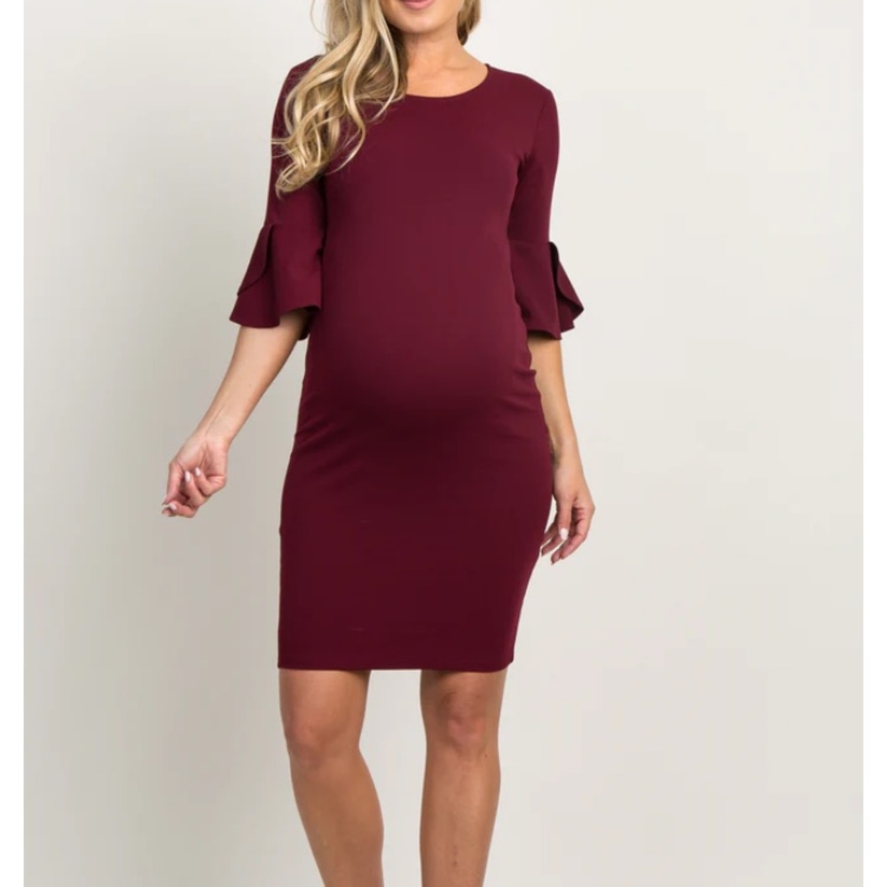 PinkBlush Burgundy/Plum Maternity Dress